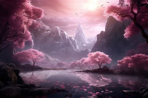 Pink mountains landscape reflection outdoors. | Free Photo - rawpixel