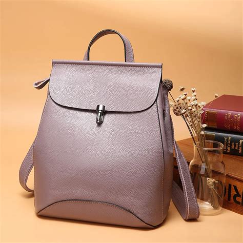 Genuine Leather Backpack Woman Brand Designer Black Vintage Ladies Back ...