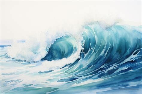 Premium AI Image | Ocean Waves Watercolor