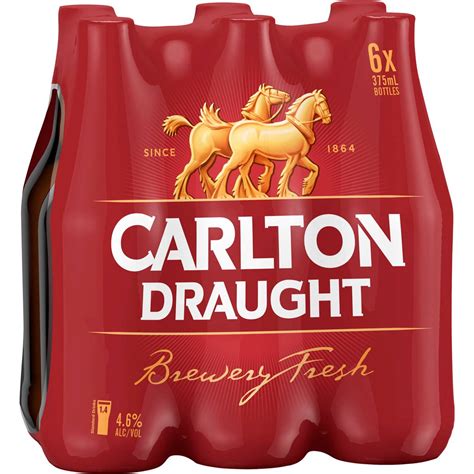 Carlton Draught Lager Stubbies 375ml X 6 Pack | Woolworths