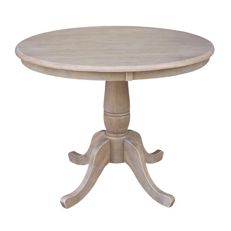 International Concepts 36 in. Round Weathered Taupe Gray Solid Wood Dining Table K09-36RT - The ...