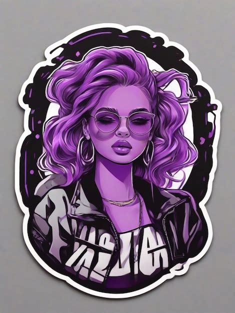 Premium Photo | Fashion sticker design bold neon purple artistic simple ...