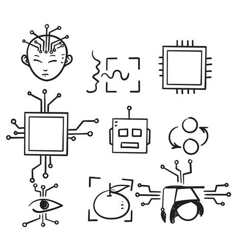 hand drawn doodle Set of Artificial Intelligence Related illustration vector 12001334 Vector Art ...