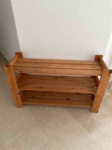 ikea wooden three tier shoe rack, Furniture & Home Living, Furniture, Shelves, Cabinets & Racks ...