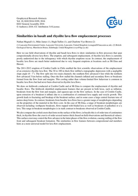 (PDF) Similarities in basalt and rhyolite lava flow emplacement processes