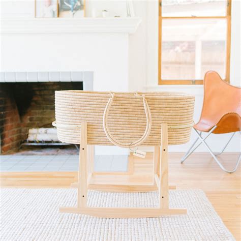 Modern Rocking Bassinet Stand- Natural Pine (In- Stock) – Design Dua.