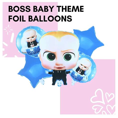 5 pcs Boss Baby Foil Balloon Set - Riah Party Supplies