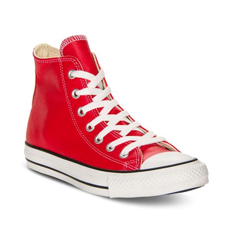 Lyst - Converse Basic Leather Hi Casual Sneakers in Red for Men