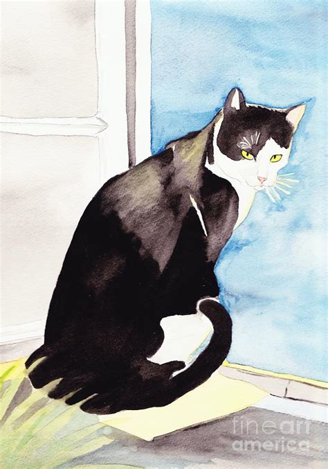 Black And White Cat Painting by Michaela Bautz