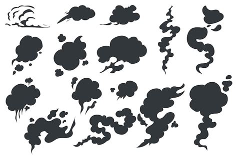 Premium Vector | Smoke silhouettes isolated graphic elements set in ...