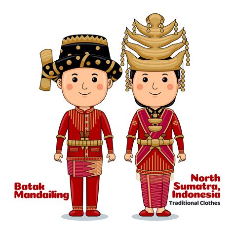 Couple wear Batak Mandailing, North Sumatra, Indonesian Traditional Clothes 17396883 Vector Art ...