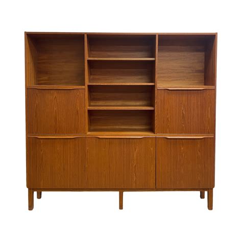 Mid Century Macrob Teak Wall unit with Cocktail Cabinet – The Design Ark