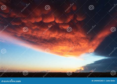 Mammatus Clouds at Sunset in Texas Stock Image - Image of plains ...