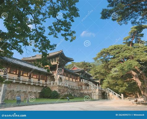 Landscape of the Bulguksa Temple Surrounded by Greenery in Gyeongju, South Korea Stock Image ...