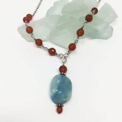 Dark carnelian, turquoise jasper pendant {sterling silver} - Designs by Nilla Webber