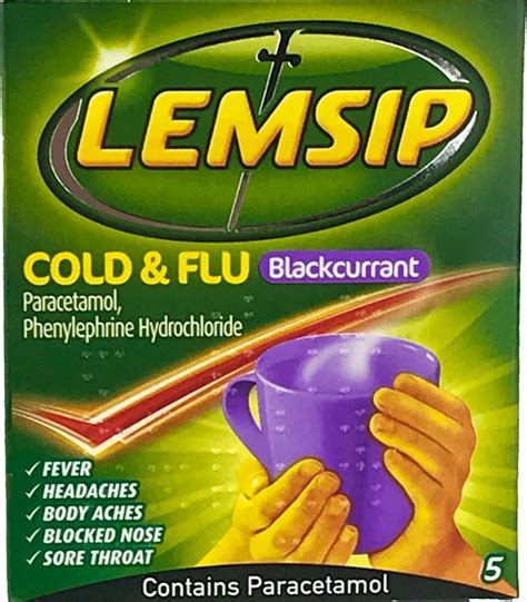 Lemsip Cold & Flu Sachets Blackcurrant 5 Sachets | medino