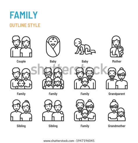 Family Outline Icon Symbol Set Stock Vector (Royalty Free) 1947196045 ...