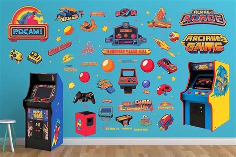 Premium Photo | Retro Arcade Game Room Wall Decals