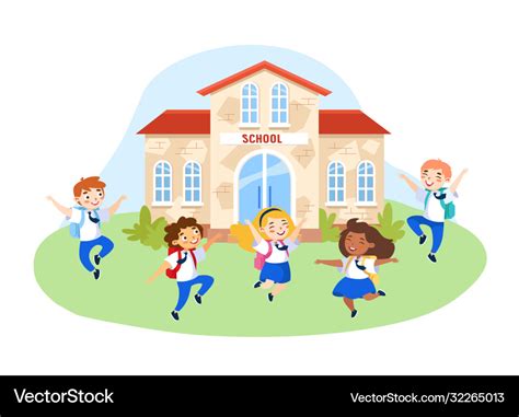 Happy kids in school uniform with backpacks Vector Image