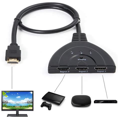 3 Port HDMI Multi Display Auto Switch Hub Box Splitter 1080P HD TV Adapter Cable-in HDMI Cables ...