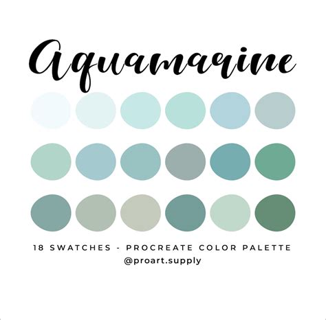 AQUAMARINE PROCREATE COLOR Palette Hex Codes Blue, Green, Gray for iPad Digital Illustration ...