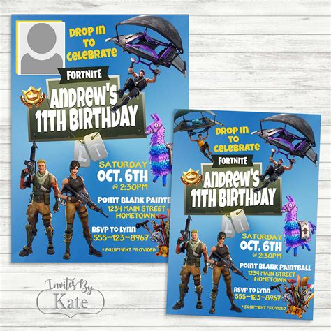 Printable Fortnite Birthday Invitations