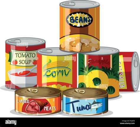 Set of canned food illustration Stock Vector Image & Art - Alamy