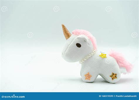 Fluffy Unicorn Plush Kid Toy Isolated on White Stock Image - Image of ...