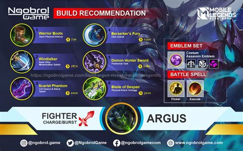 Strongest Build Argus 2021 Mobile Legends - MOBA Games