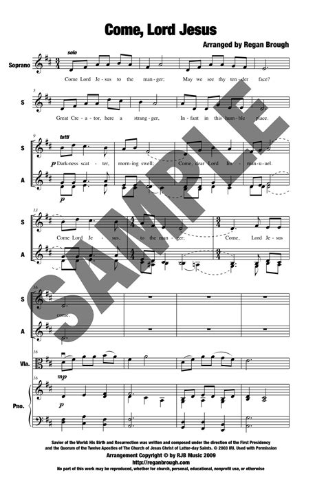 Come, Lord Jesus – SATB, Piano, Viola | | Regan Brough - Official Website