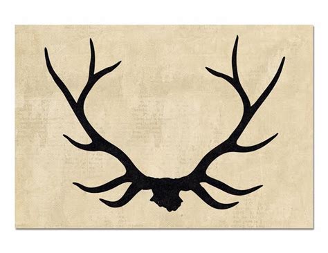 ELK ANTLER SILHOUETTE Mountain and Cabin Retreat Art Canvas