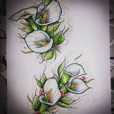 Amazing little neo traditional calla lilies tattoo design which was created by @mikeagostinetto ...