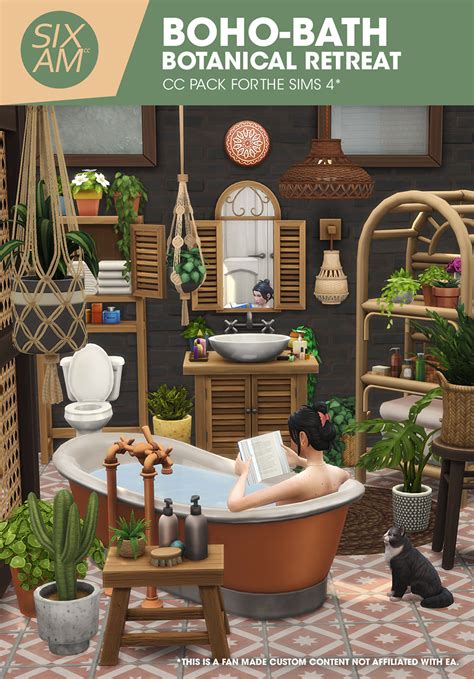 Boho-Bath Botanical Retreat (CC Pack for The Sims 4) - Sixam CC