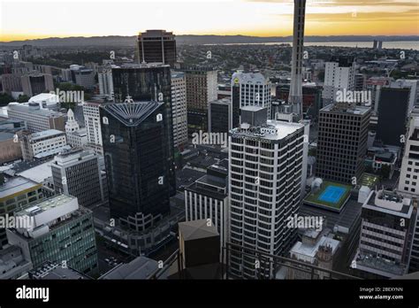 Auckland Skyline at Sunset Stock Photo - Alamy