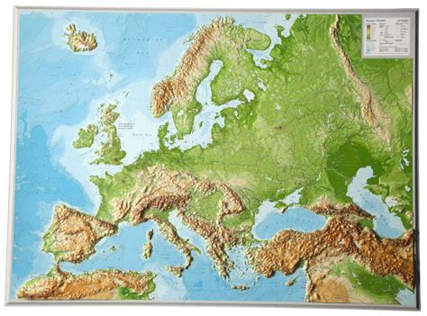 3D Raised Relief Map Europe large (english) - georelief - Made in Germany