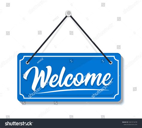 Welcome Hanging Door Sign Isolated On Stock Vector (Royalty Free ...