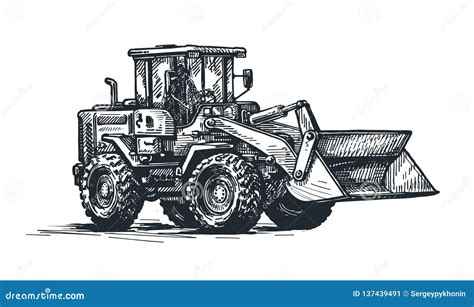 Bulldozer Illustration Art Drawing Sketch Royalty-Free Stock Photo | CartoonDealer.com #54072987