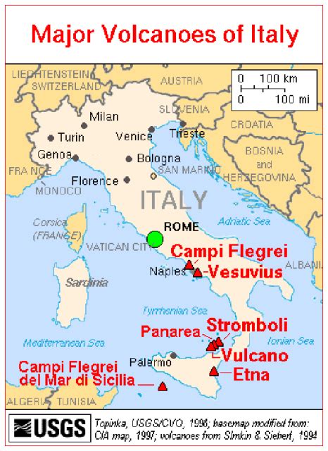 Volcanoes in Italy Map