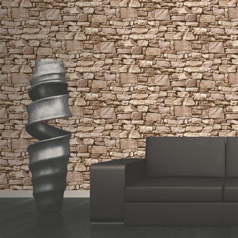 Stone Wallpaper Natural Stone Wall Muriva J457 - Muriva