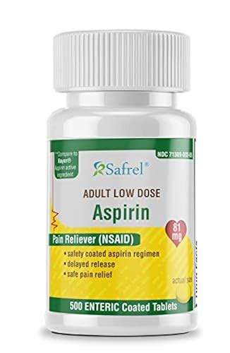 Safrel Generic Bayer Baby Aspirin 81 mg (500 Enteric Coated Tablets) | Adult Low Dose Strength ...