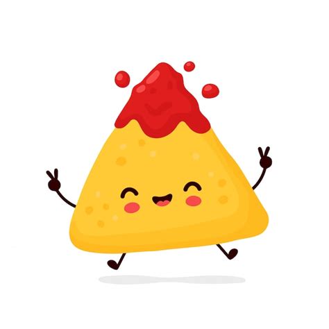 Premium Vector | Cute happy funny nachos. cartoon character ...