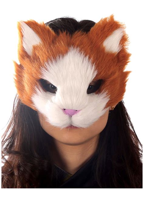 Orange Kitty Cat Furry Face Mask - Animal masks