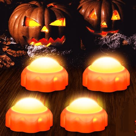 4 Pack Pumpkin Lights, Halloween Pumpkin Lights with Remote & Timer ...