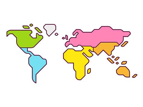 World Map Continents Stock Illustration - Download Image Now - iStock