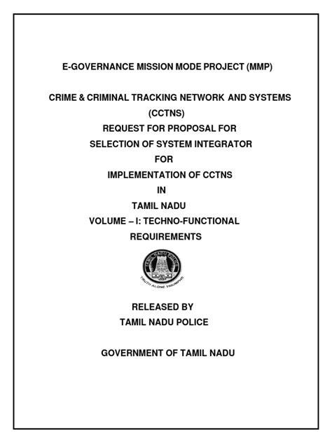 CCTNS TN RFP Vol I Police NCRB | PDF | Request For Proposal | Police