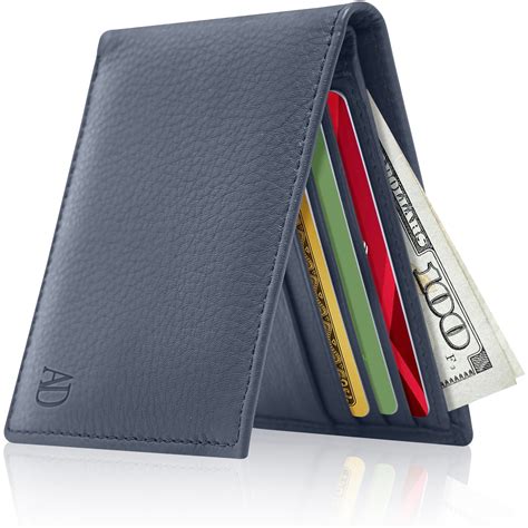 Slim Leather Bifold Wallets For Men - Minimalist Small Thin Mens Wallet RFID Blocking Card ...