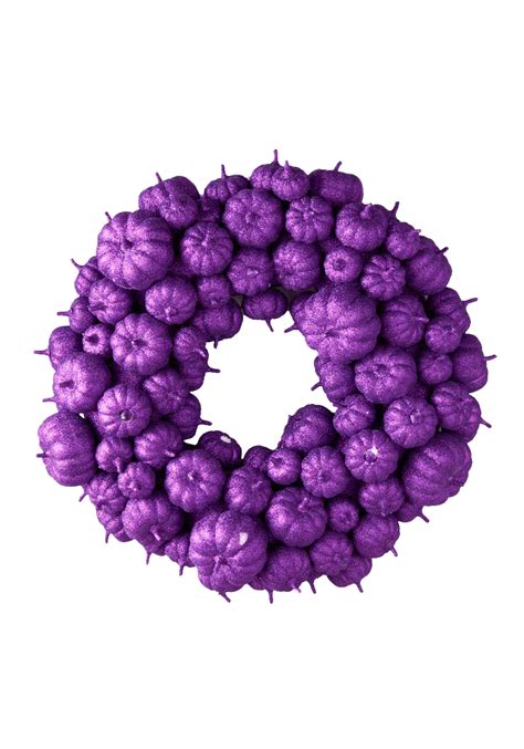 24" Purple Glitter Pumpkin Wreath