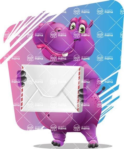 Purple Hippo Cartoon Character Set / Modern Modern Background | GraphicMama