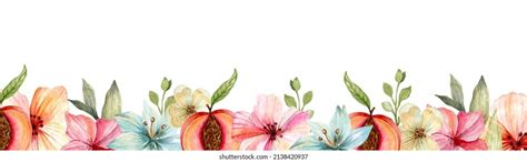 Watercolor Border Hand Drawn Bright Spring Stock Illustration 2138420937 | Shutterstock