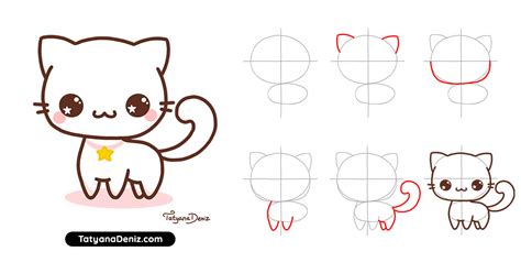 How To Draw A Kawaii Cat Step By Step - Imagine a cross in the center of the i. - canvas-source